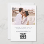 Eenvoudige foto met Rsvp QR Code Blue Wedding Kaart (Achterkant)