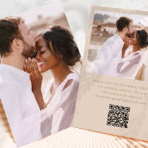 Eenvoudige foto met Rsvp QR-code neutrale bruiloft