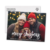 Eenvoudige foto met wit Merry Christmas Script Feestdagenkaart