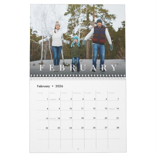 Eenvoudige foto minimalistische typografie belette kalender (Feb 2026)