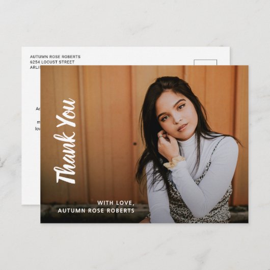 Eenvoudige foto Modern Afstuderen Bedankt Briefkaart (Voorkant / Achterkant)