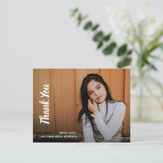 Eenvoudige foto Modern Afstuderen Bedankt Briefkaart (Staand voorkant)