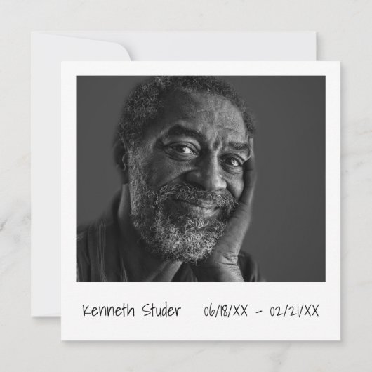 Eenvoudige foto Modern Death Jubileum Kaart (Voorkant)