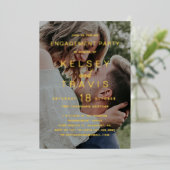 Eenvoudige foto Modern Engagement Party Folie Uitnodiging (Staand Voorkant)