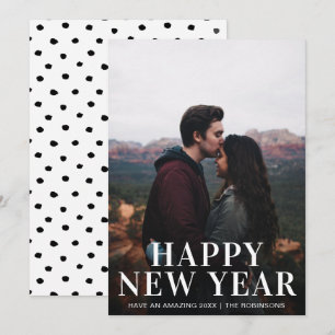 Eenvoudige foto, modern, gelukkig nieuwjaar feestdagenkaart