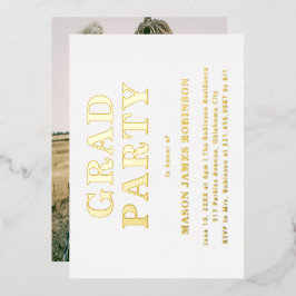 Eenvoudige foto Modern Graduation Party Folie Uitnodiging