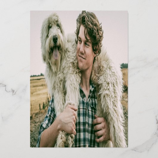 Eenvoudige foto Modern Graduation Party Folie Uitnodiging (Achterkant)