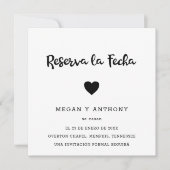 Eenvoudige foto Modern Heart Spaanse bruiloft Save The Date (Voorkant)