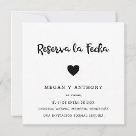 Eenvoudige foto Modern Heart Spaanse bruiloft Save The Date