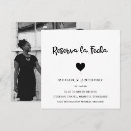 Eenvoudige foto Modern Heart Spaanse bruiloft Save The Date