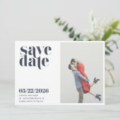 Eenvoudige foto Modern Weddenschap Save the Date (Staand voorkant)