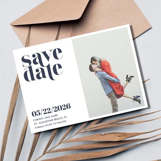 Eenvoudige foto Modern Weddenschap Save the Date