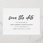 Eenvoudige foto Modern Weddenschap Save the Date Folie Uitnodiging (Achterkant)