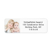 Eenvoudige foto Modern zwart-wit retouradres Etiket (Voorkant)