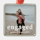 Eenvoudige foto Moderne eerste kerst verloofd Metalen Ornament (Voorkant)