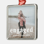 Eenvoudige foto Moderne eerste kerst verloofd Metalen Ornament (Links)