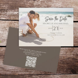 Eenvoudige foto Moderne kalligrafie Trendy QR-code Save The Date