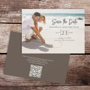 Eenvoudige foto Moderne kalligrafie Trendy QR-code Save The Date