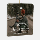 Eenvoudige foto Moderne Kerstmis Keramisch Ornament (Rechts)