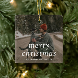 Eenvoudige foto Moderne Kerstmis Keramisch Ornament