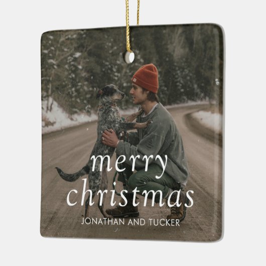 Eenvoudige foto Moderne Kerstmis Keramisch Ornament (Links)