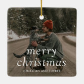 Eenvoudige foto Moderne Kerstmis Keramisch Ornament (Achterkant)