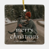 Eenvoudige foto Moderne Kerstmis Keramisch Ornament (Voorkant)