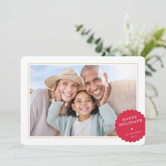 EENVOUDIGE FOTO moderne minimale feestelijke plek  Feestdagenkaart (Staand voorkant)