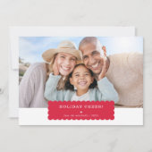 EENVOUDIGE FOTO moderne minimale scallop rand rood Feestdagenkaart (Voorkant)