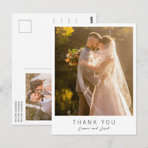 Eenvoudige foto moderne trouwkaart bedankt briefkaart