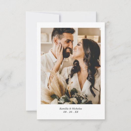 Eenvoudige foto Monogram bruiloft Bedankkaart (Achterkant)