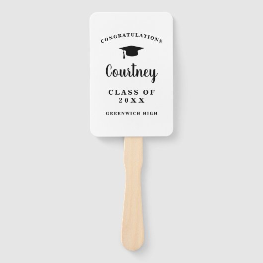 Eenvoudige Foto Mortel Board Modern Afstuderen Handwaaier (Voorkant)