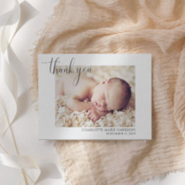 Eenvoudige foto Nieuwe baby dank u geboorte aankon Kaart