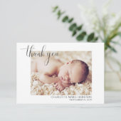 Eenvoudige foto Nieuwe baby dank u geboorte aankon Kaart (Staand voorkant)