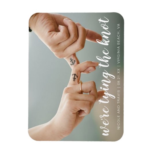 Eenvoudige foto notionele bruiloft opslaan Datum Magneet (Verticaal)