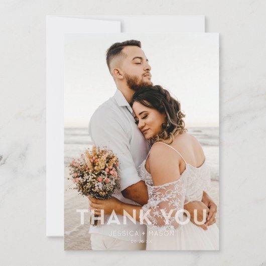 Eenvoudige foto overlay bruiloft dank u kaart (Voorkant)