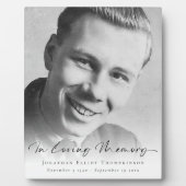 Eenvoudige foto-overlay In Loving Memory Naam Data Fotoplaat (Voorkant)