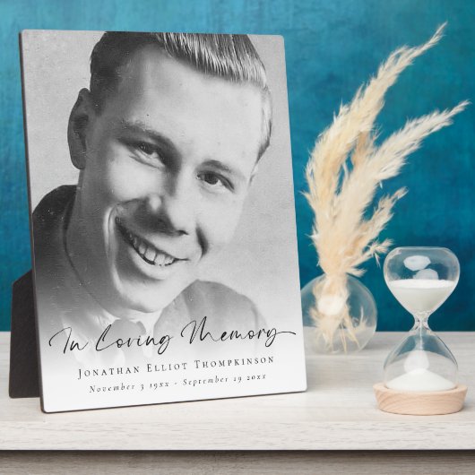 Eenvoudige foto-overlay In Loving Memory Naam Data Fotoplaat (Zijkant)