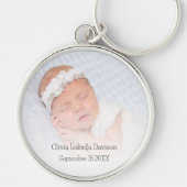 Eenvoudige foto overlay naam datum geboorte aankon sleutelhanger (Voorkant)