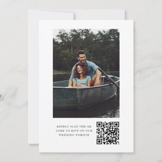 Eenvoudige foto overlay QR code bruiloft Kaart (Achterkant)