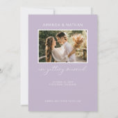 Eenvoudige foto Paarse Lavender Elegant Wedding Save The Date (Achterkant)