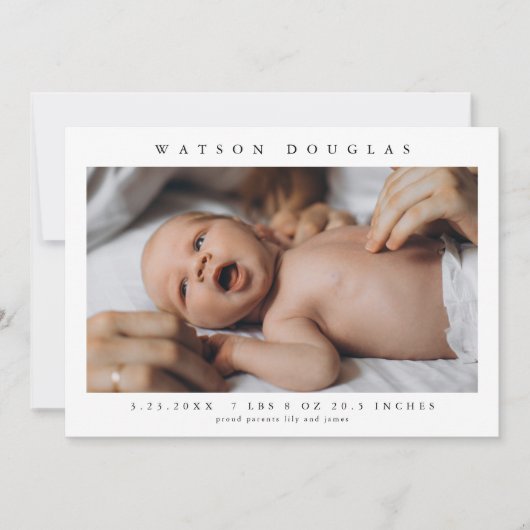 Eenvoudige foto Pasgeboren Baby Foto Geboorte Aankondiging (Voorkant)