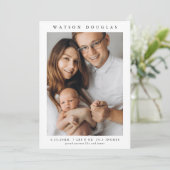 Eenvoudige foto Pasgeboren Baby Geboorte Aankondiging (Staand voorkant)