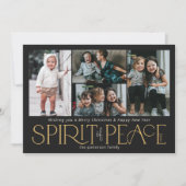 Eenvoudige foto Peace Black Gold Feestdagenkaart (Voorkant)