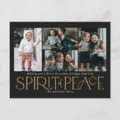 Eenvoudige foto Peace Black Gold Feestdagenkaart (Voorkant)