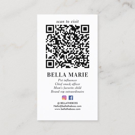 Eenvoudige foto Persoonlijke QR-code Sociale media Visitekaartje (Achterkant)