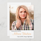 Eenvoudige foto Perziknaam - Aankondiging Afstuder (Voorkant / Achterkant)