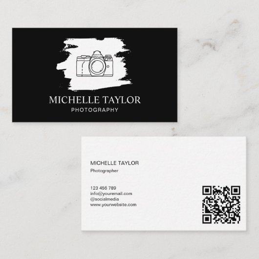 Eenvoudige foto Professionele camera QR-code Visitekaartje (Voorkant / Achterkant)