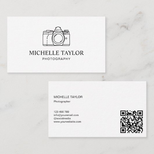 Eenvoudige foto Professionele camera QR-code Visitekaartje (Voorkant / Achterkant)