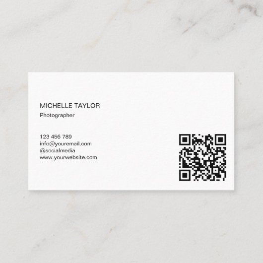 Eenvoudige foto Professionele camera QR-code Visitekaartje (Achterkant)